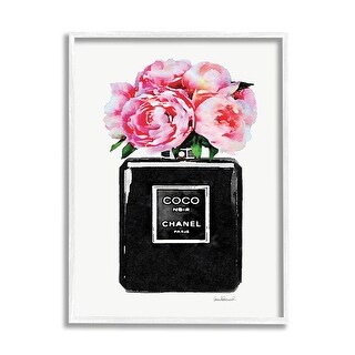 Glam Perfume Bottle Flower Black Peony Pink Framed Wall Art - Bed Bath ...