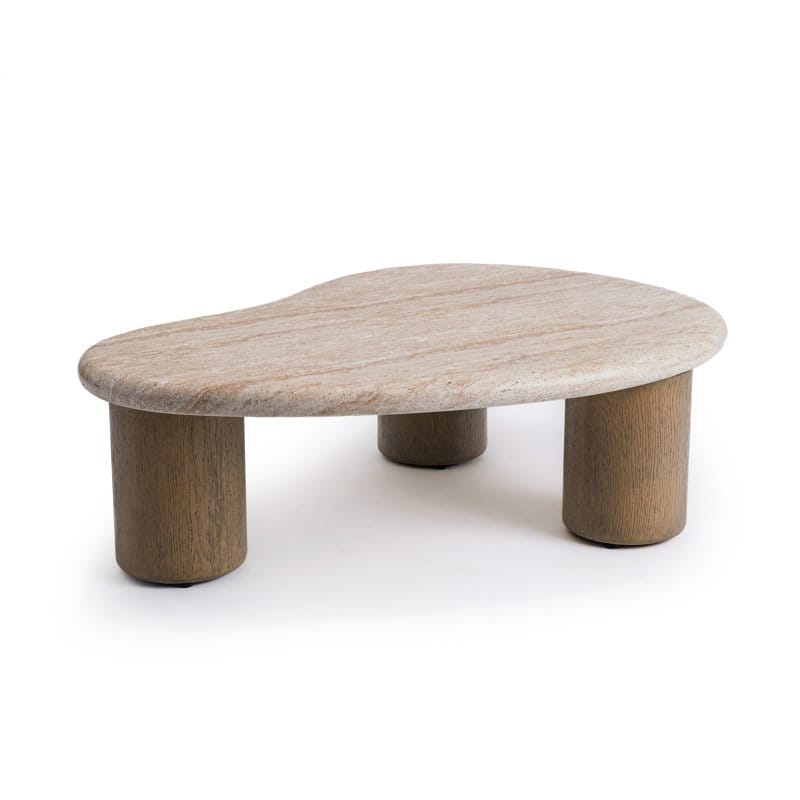 Studio London Coffee Table with Travertine Effect Concrete Top and Faux Wood Leg