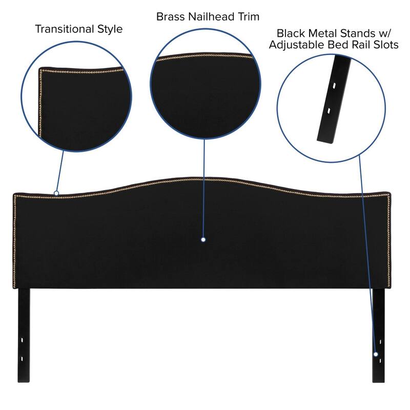 Arched Upholstered Headboard with Nailhead Trim