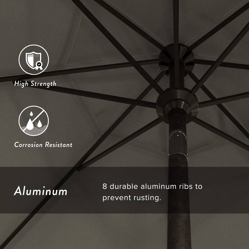 California Umbrella 9' Rd. Aluminum Patio Umbrella, Deluxe Crank Lift with Collar Tilt, Bronze Frame Finish, Pacifica Fabric