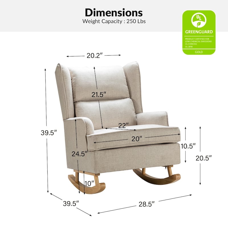 Antolin Modern Rocking Chair with Upholstery Removable Cushions Set of 2 by HULALA HOME
