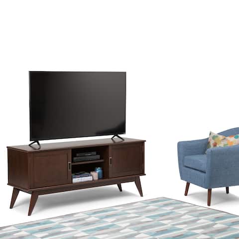 WYNDENHALL Tierney SOLID HARDWOOD 60 inch Wide Mid Century Modern TV Media Stand For TVs up to 65 inches - 60"w x 18"d x 26" h