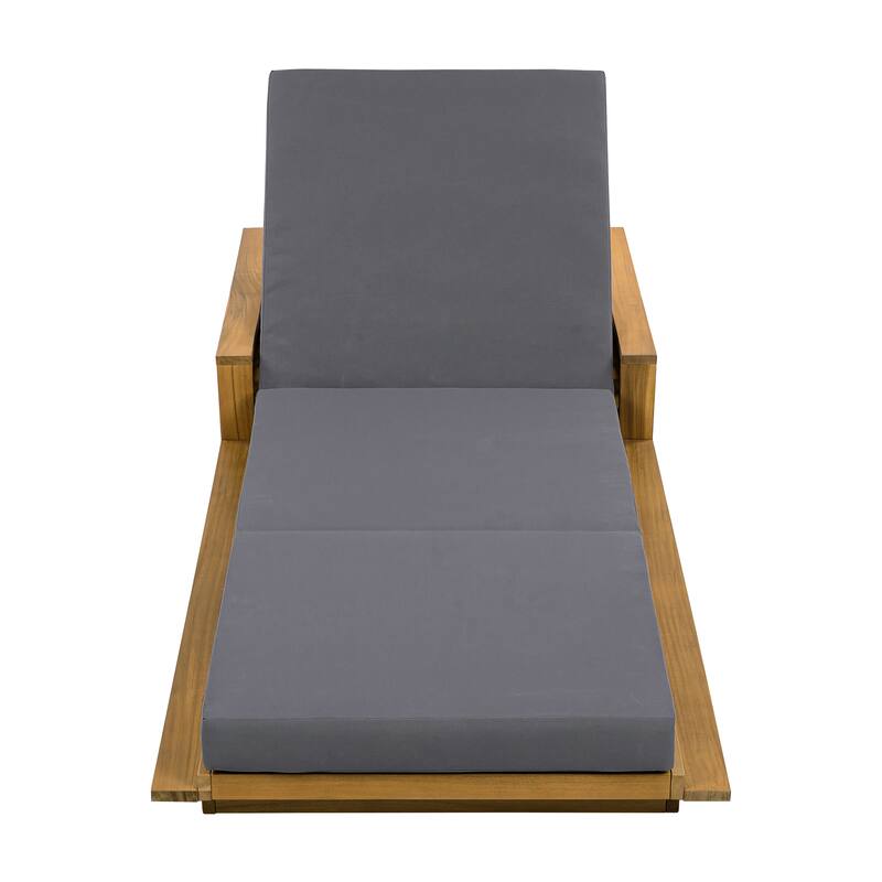 Christopher Knight Home - Modern Outdoor Acacia Wood Tri-Fold Chaise Lounge with Rope Accents & Water-Resistant Foam Headrest