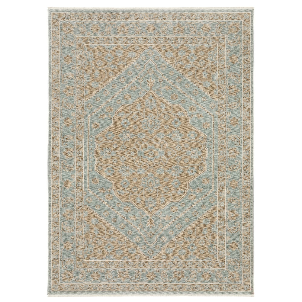 Style Haven Estella Global Center Medallion Brown/Pale Blue Area Rug