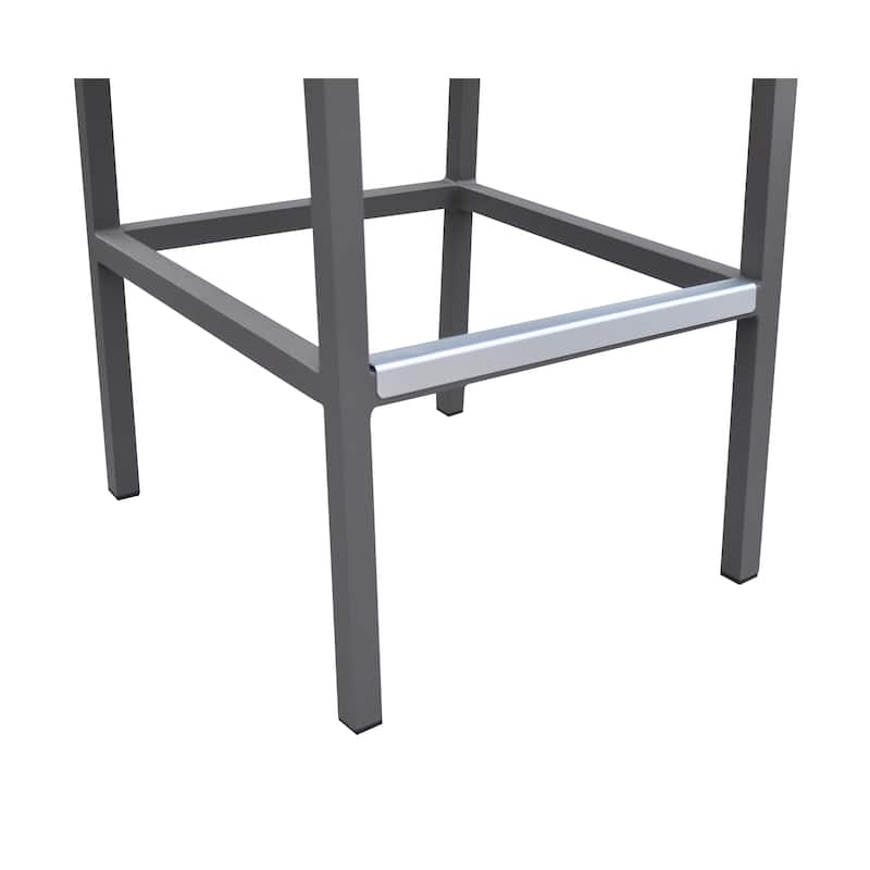 Marina Modern Gray Sling All Weather Outdoor Patio Bar Height Bar Stool with Arms - Bar Height