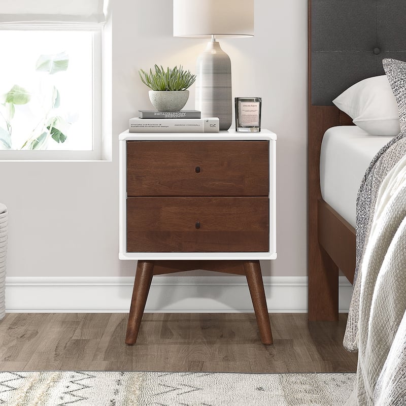 Novel Mid Century Modern Walnut Nightstand Bed Side Tables - White