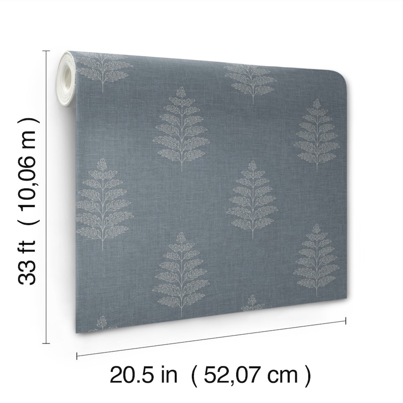 Chesapeake Frond Denim Leaf Wallpaper