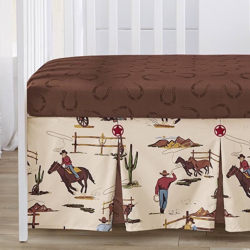 Sweet Jojo Designs Western Cowboy Boy 4pc Nursery Crib Bedding Set Wild West Southern Charm South Country Desert Horse Horseshoe