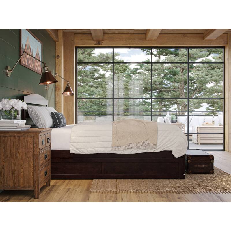 Warren Solid Wood Platform Bed with Footboard and Twin XL Trundle