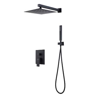 Lanbo Luxury Tub Shower System Wall Mounted Shower Faucet Mixer Black Shower Head Combo Set
