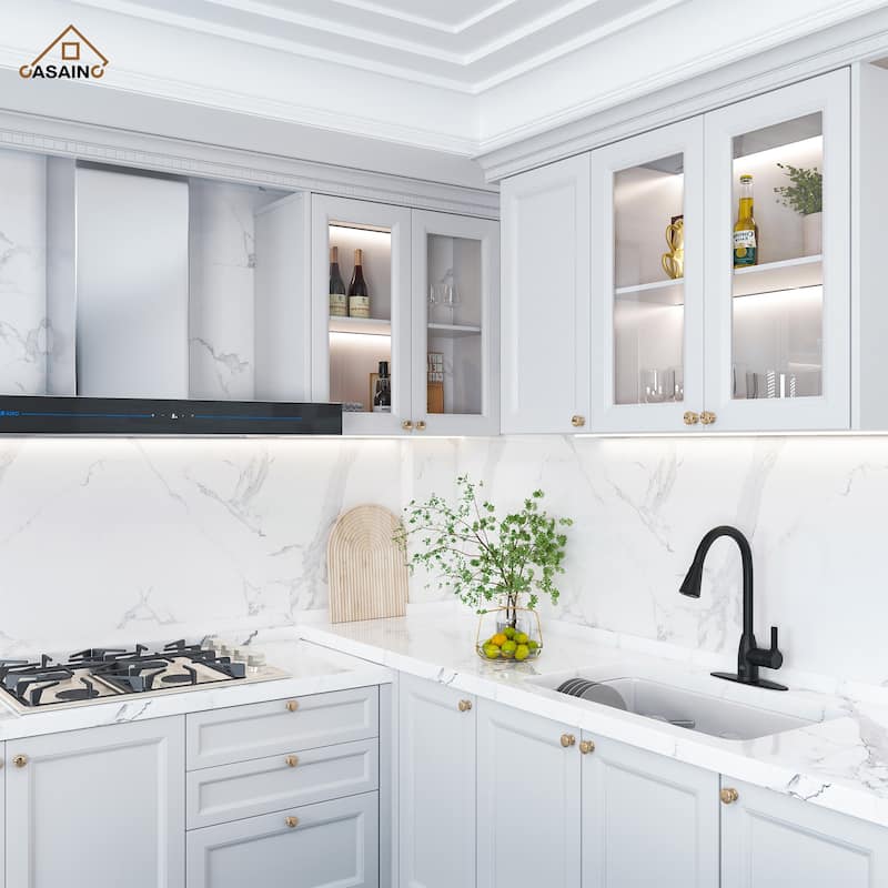 Single Handle Pull Down Sprayer Kitchen Faucet with Three Functions Spray Head