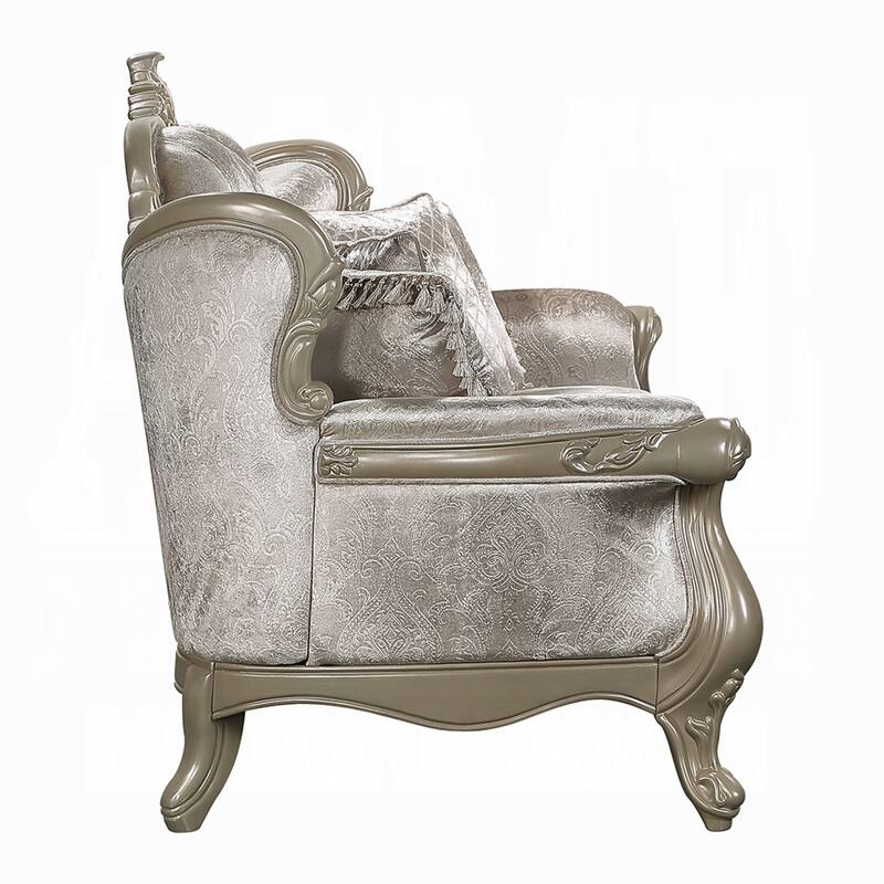 Bertha Sofa, Ornate Carved European Classic Beige Champagne, 85 Inch