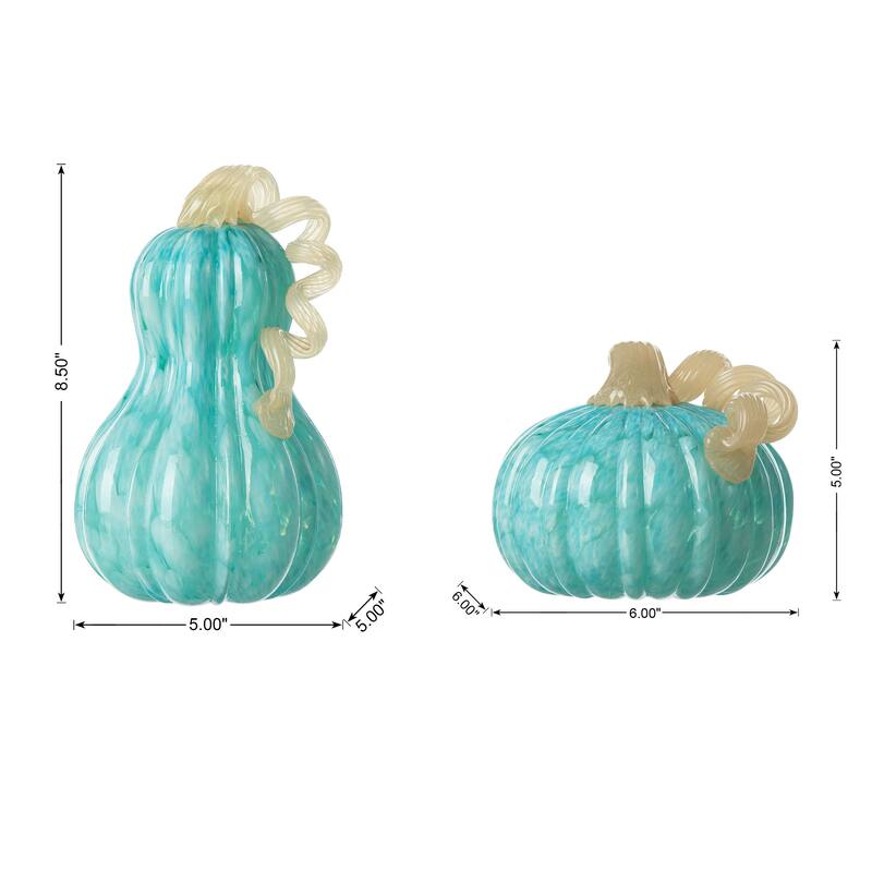 Glitzhome Fall Harvest Handblown Glass Pumpkins Set Thanksgiving Table Centerpieces
