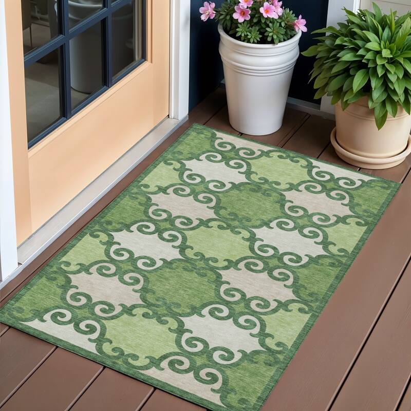 HomeRoots Trellis Transitional Rectangle Outdoor Rug - 3' x 5'