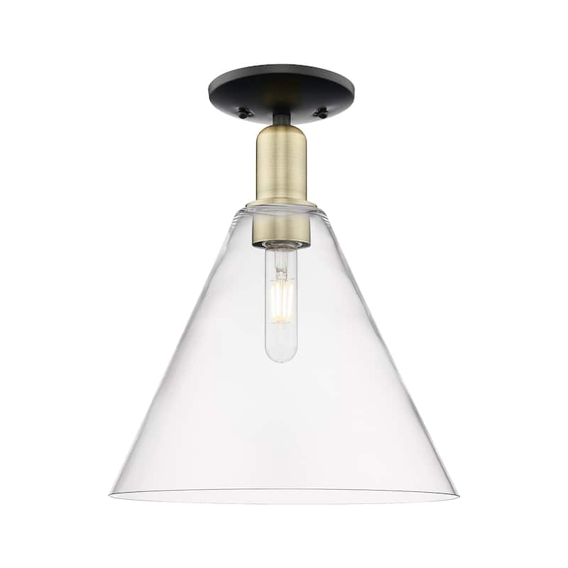 Innovations Lighting 716-1C-15-12 Berkshire Glass Semi-Flush Berkshire - Black Antique Brass / Clear