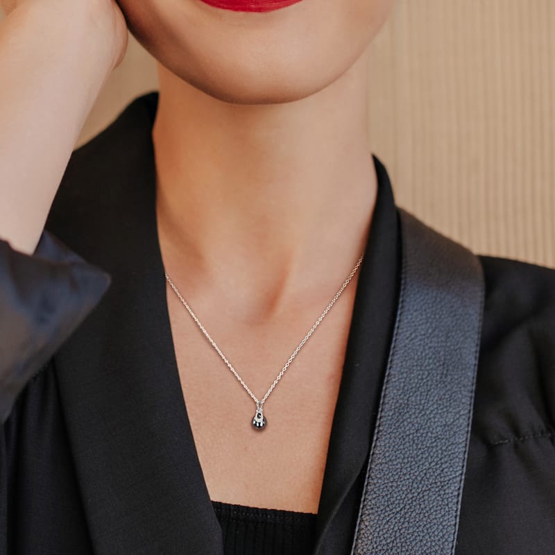 Miadora 8-9mm Black Tahitian Cultured Pearl Diamond Accent Drop Pendant Chain Sterling Silver