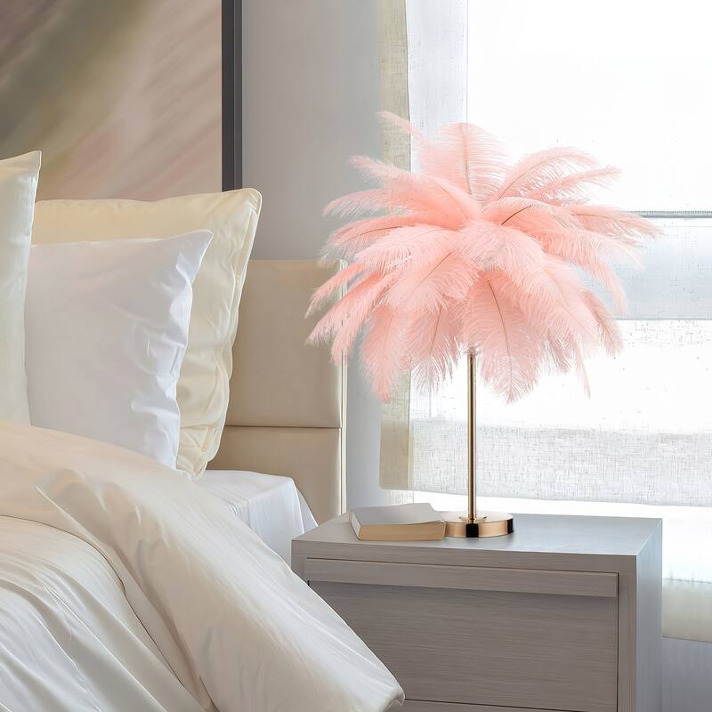 Feather Tripod Table Lamp With LED Bulbs