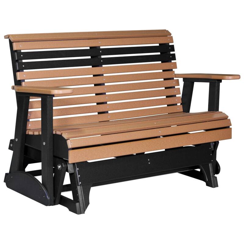 Poly Lumber Plain Rollback Patio Glider - 4' - Cedar & Black
