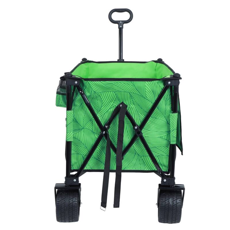 480 lb Folding Wagon Cart with Bonus Picnic Mat & All-Terrain Wheels