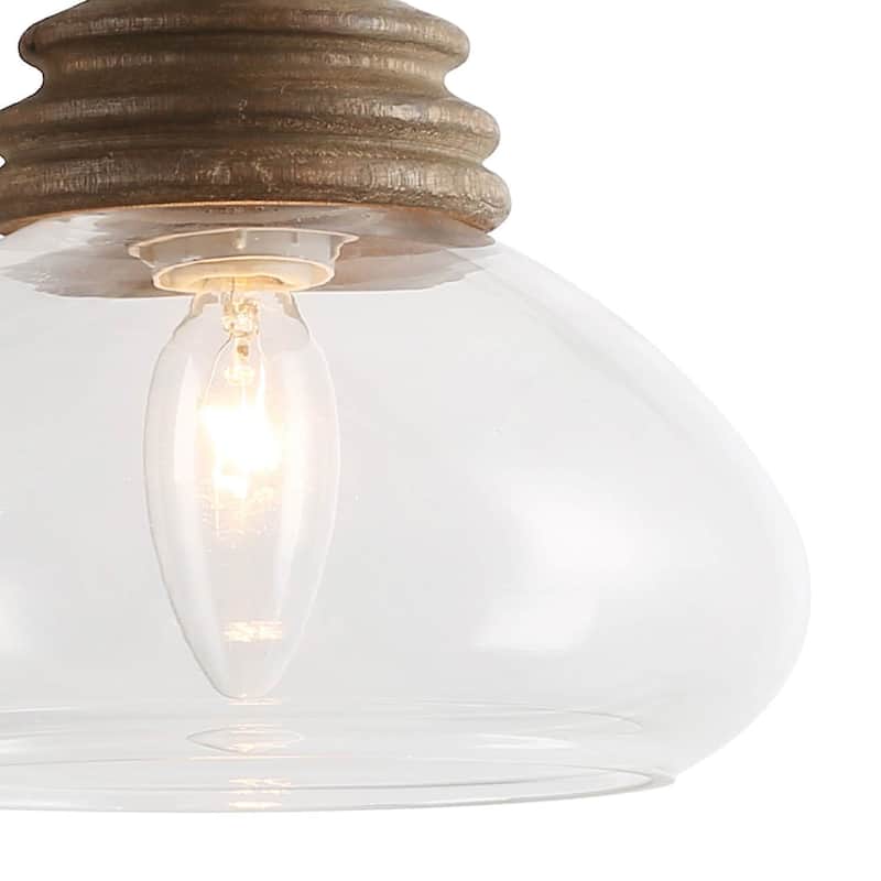 The Gray Barn Farmhouse 1-Light Wood Pendant Lights with Pumpkin Glass Shade - 7.5'' L x 7.5'' W x 7.5'' H