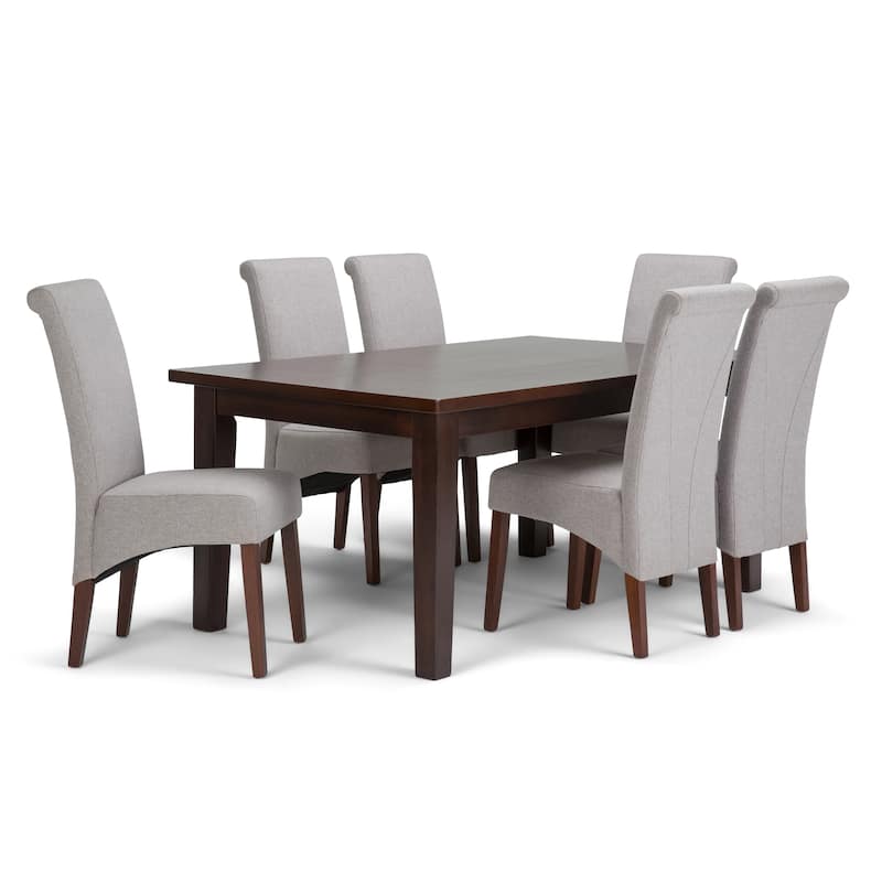 WYNDENHALL Franklin Transitional 7 Pc Dining Set with 6 Upholstered Dining Chairs and 66 inch Wide Table