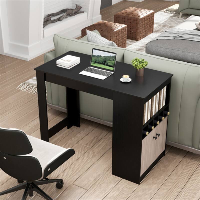 Modern 48" Bar Table with Adjustable Shelves and Wine Storage for Kitchen and Dining Room - 48" x 24" x 36"