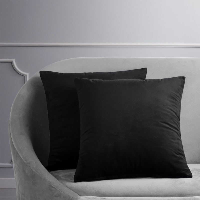 Exclusive Fabrics Signature Velvet Cushion Cover (Set of 2) - Warm Black
