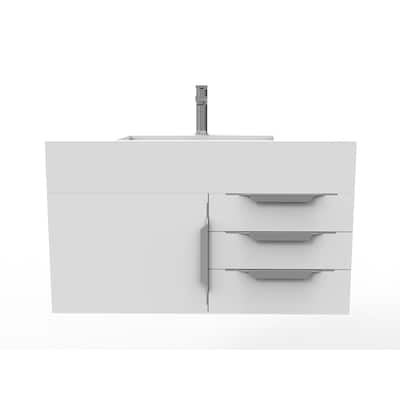 Nile 36-Inch Wall Mounted Bathroom Vanity Set w/ White Top