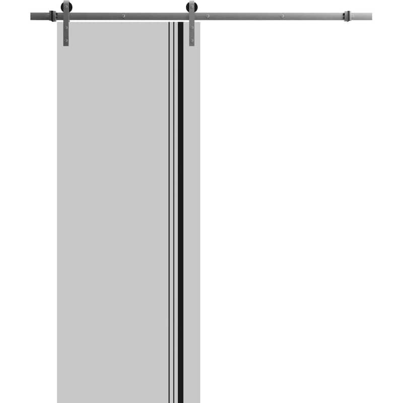 Sturdy Barn Door 36 x 80 Planum 0011 Grey Matte with 6.6FT - Grey - 36" x 96"