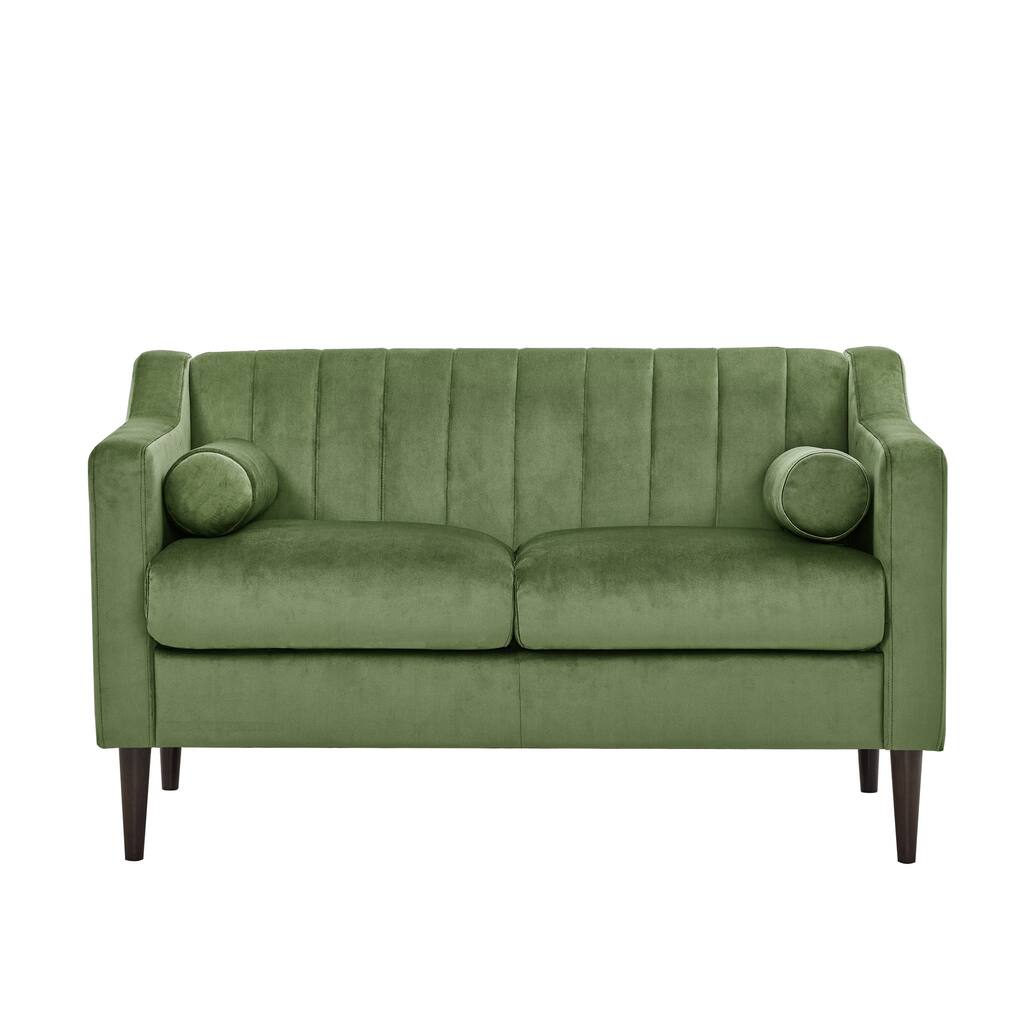 Chesterfield 55" Velvet Loveseat Sofa with Wooden Frame and Pillows