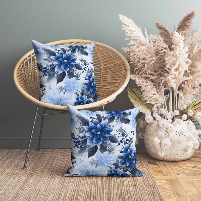 Holiday Sparkle Faux Suede Reversible Throw Pillow Blue and Grey