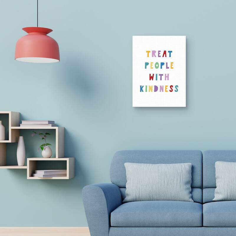 Rainbow Words Kind Canvas Art Print