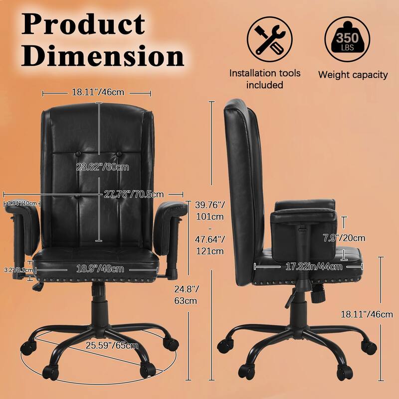 Adjustable Desk Chair Executive Office Chair Computer Chair Ergonomic Mid Back with 360°Swivel Home Office Desk Chair