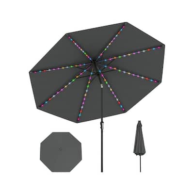 Polyester Metal Solar Patio Umbrella with LED Lights