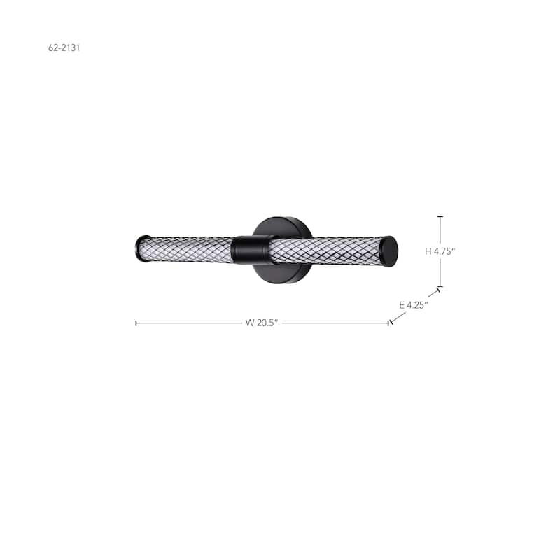 Kingsport 20 Inch LED Vanity Matte Black Acrylic Lens