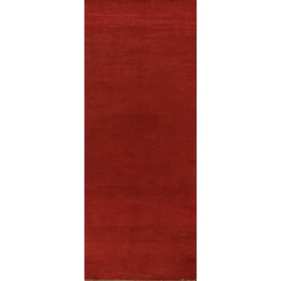 Gabbeh Modern Runner Rug Handmade Hallway Wool Carpet - 2'9" x 9'8"
