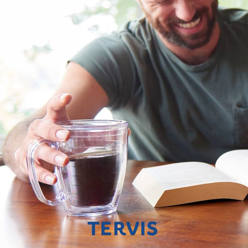 Tervis Clear & Colorful Lidded Made in USA Double Walled Insulated Travel Tumbler, Fuchsia Lid - 16oz Mug