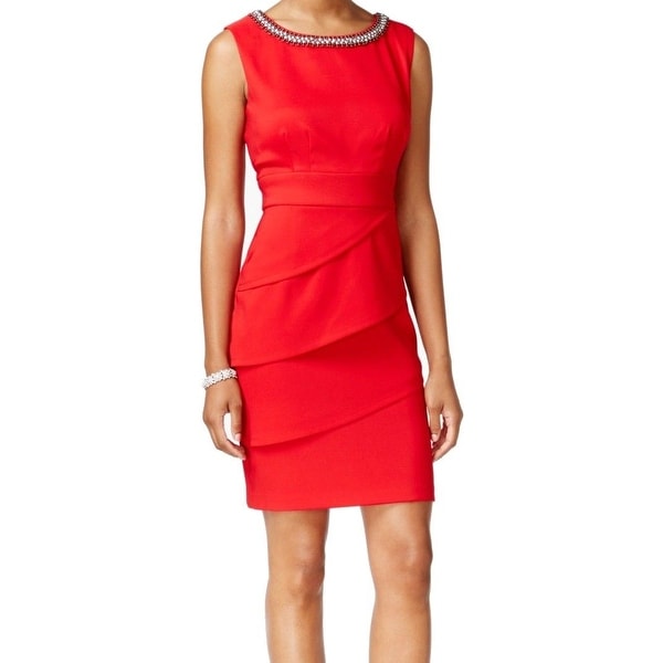 Red sheath dress petite clothing women