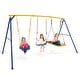 preview thumbnail 10 of 8, Gymax 3-in-1 Kids Swing Set 660 LBS Carbon Steel Swing Frame w/ Belt