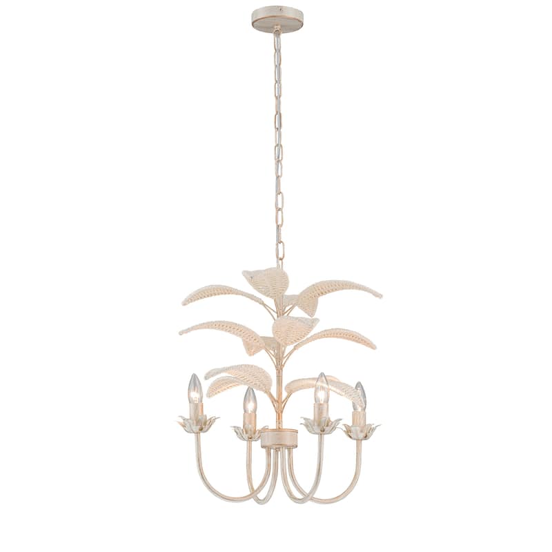 Lana 4-Light Brushed White Modern Coastal Mini Chandelier - 19 In. Wide