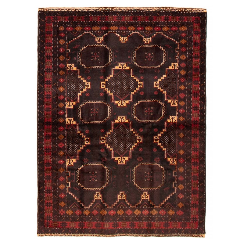 Teimani Black, Brown Rug 4'3" x 6'1" - 4'3 x 6'1 - Black/ Dark Brown - 4'3 x 6'1