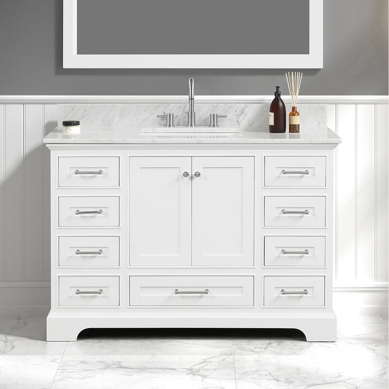 Blossom Copenhagen 48" Bathroom Vanity with Marble Top & Ceramic Sink - MatteWhite