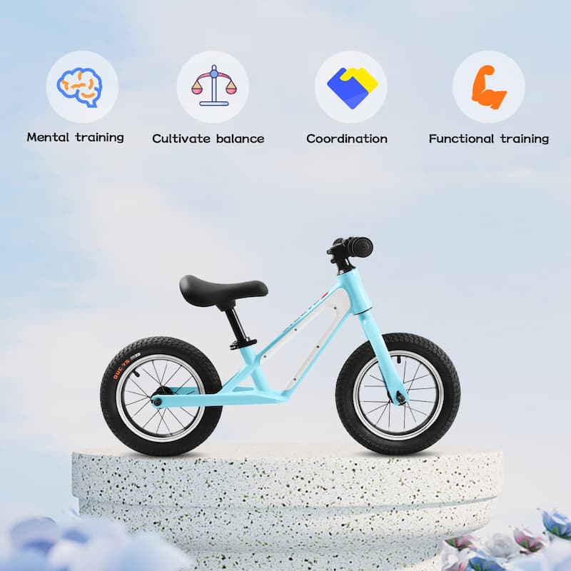 12" Toddler Balance Bike with Rubber Foam Tires and Adjustable Seat