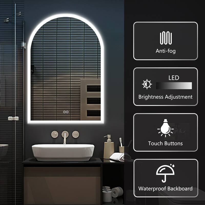 Smart LED Bathroom Fog-free Vanity Arched Mirror