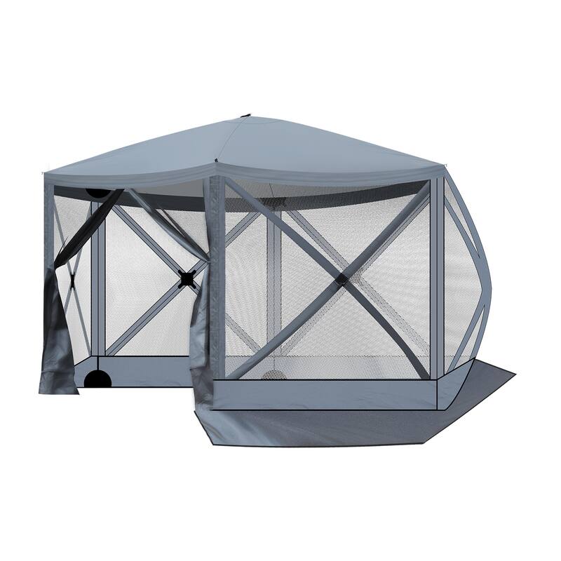Outdoor Pop Up Camping Gazebo UV and Waterproof Canopy with Mesh Sidewalls for Backyard Patio and Family Gatherings