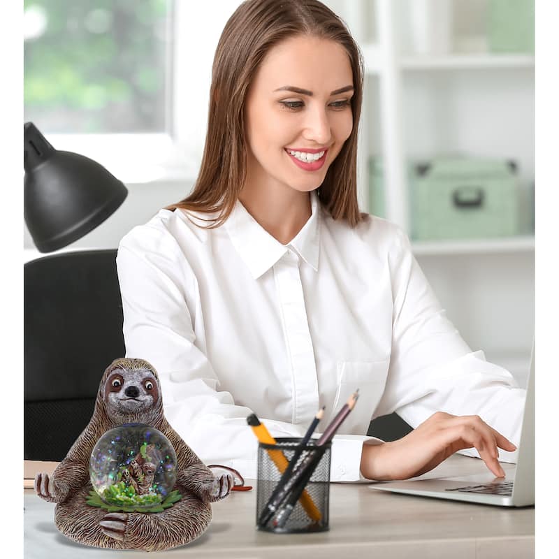 CoTa Global Sloth Snow Globe Realistic Animal with Sparkling Glitter - 45mm