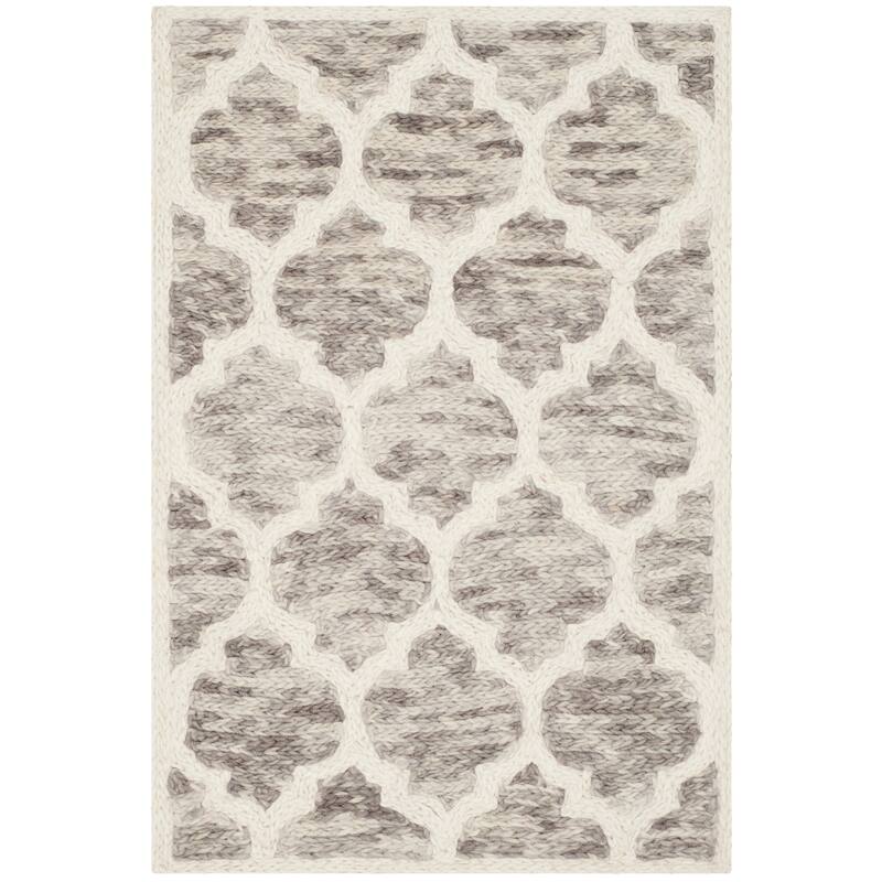 SAFAVIEH Handmade Himalaya Unnie Modern Wool Rug - 2' x 3' - Grey/Ivory