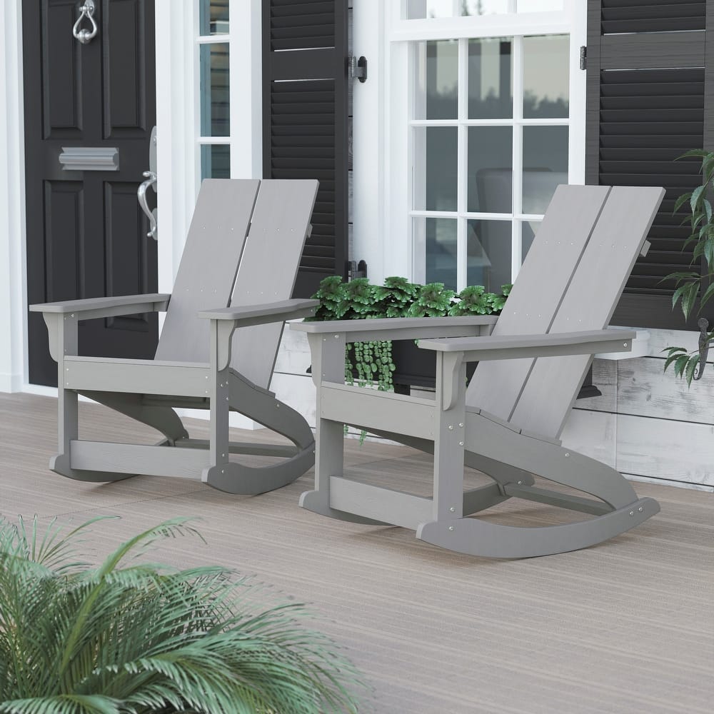 Indoor/Outdoor modern 2-Slat Adirondack Poly Resin Rockers - Set of 2