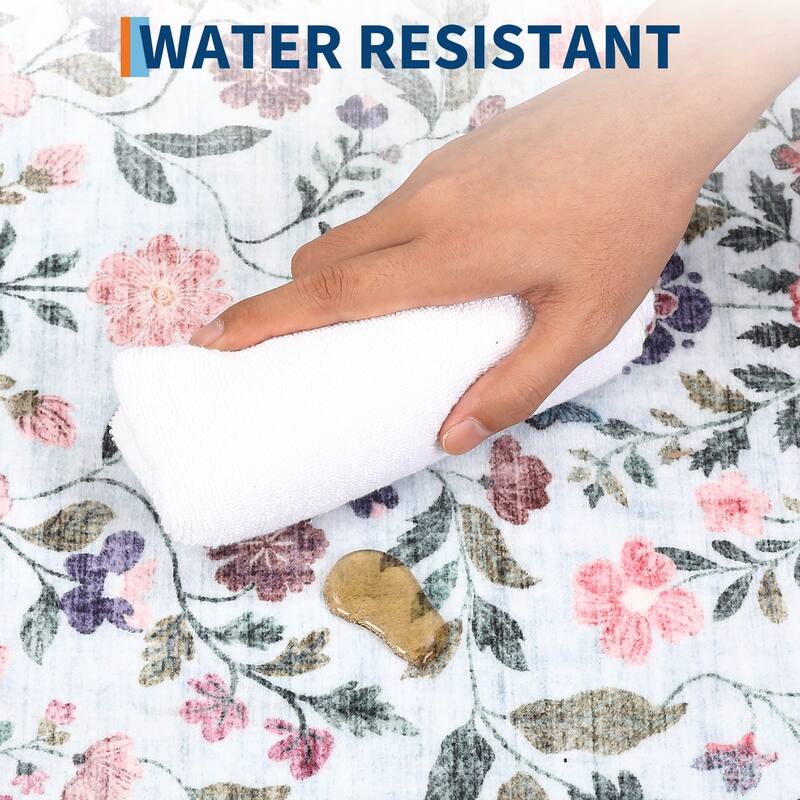 Garvee Farmhouse Distressed Floral Vine Area Rug