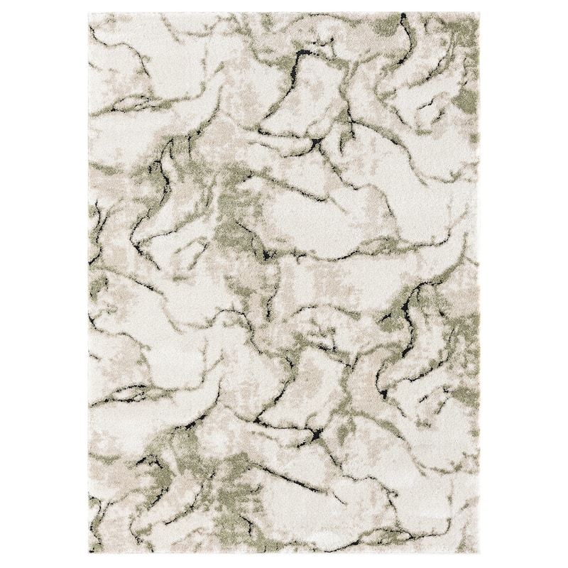 Paris Collection Abstract Cream/Green Rug - 7'9 x 10'5